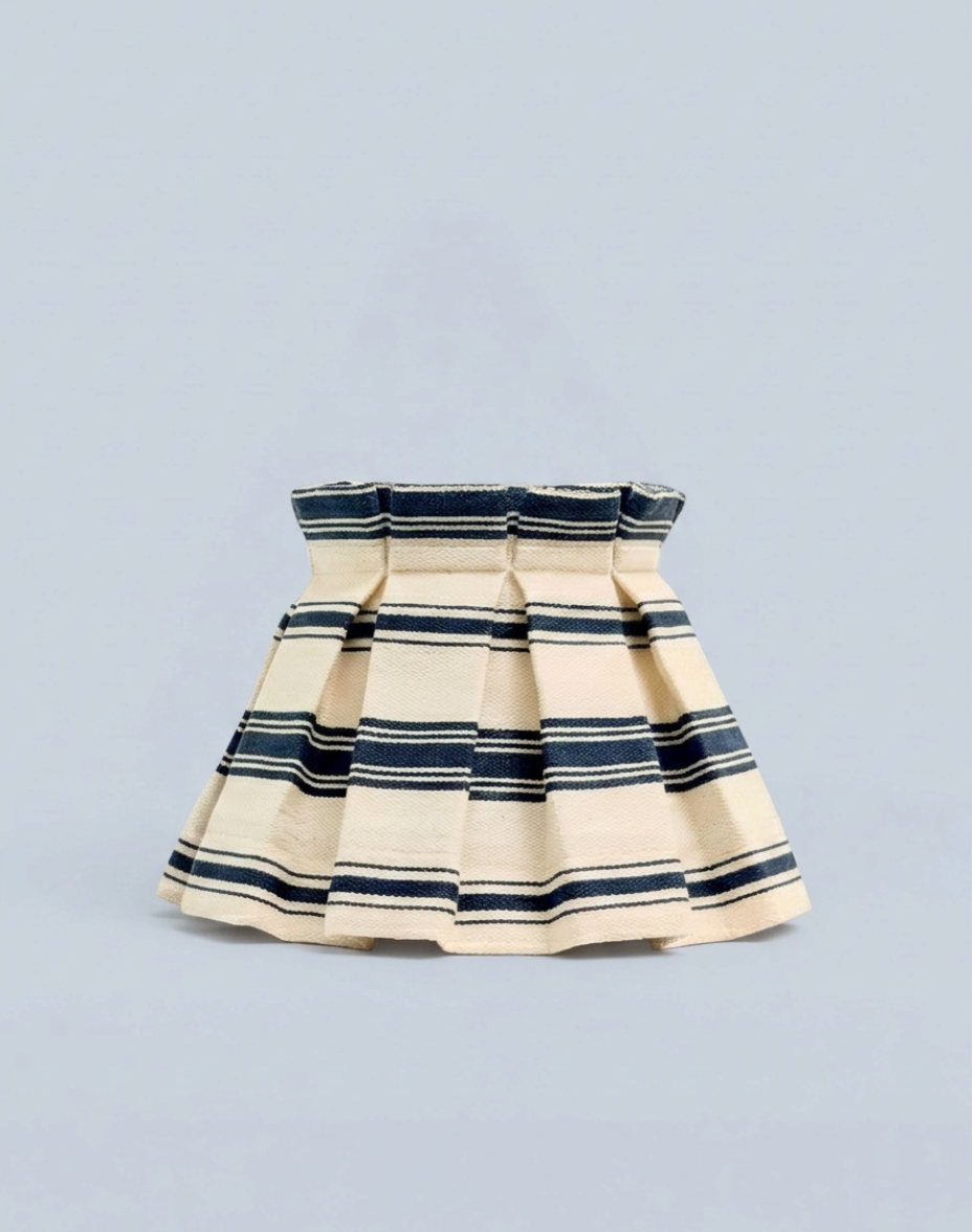 Small Box Pleat Lampshade In Wide Striped Fabric