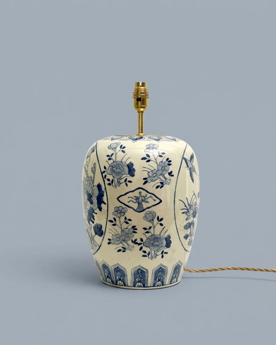Large Blue & White Phoenix Lamp