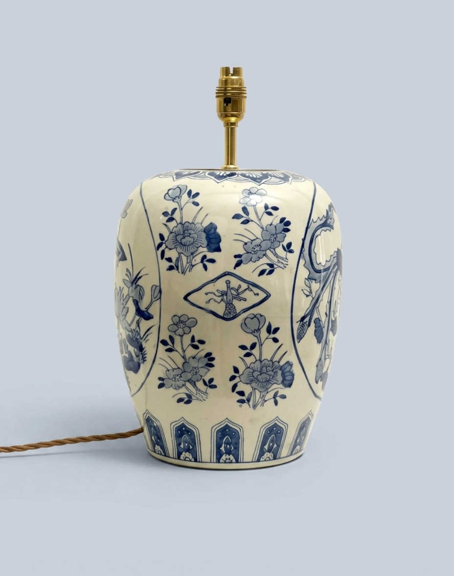Large Blue & White Phoenix Lamp