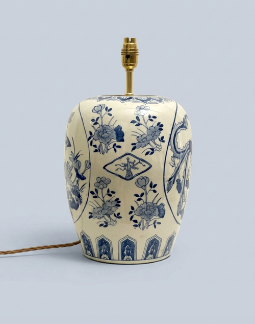 Large Blue & White Phoenix Lamp